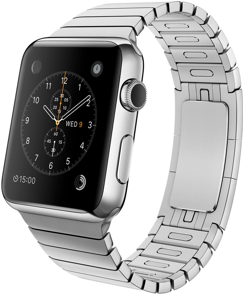 Apple Watch, корпус 42 мм из нержавеющей стли, блочный браслет из нержавеющей стали