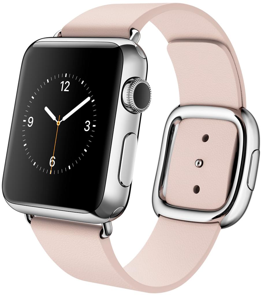 Apple Watch, корпус 38 мм из нержавеющей стали, светло-розовый ремешок с современной пряжкой